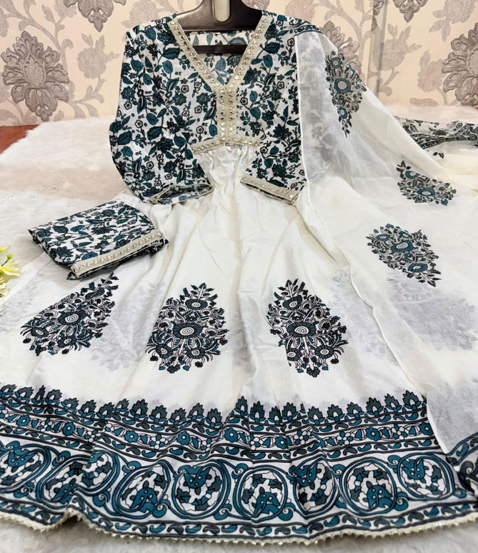 HR Cotton Alia Cut Kurti With Bottom Dupatta Wholesale Market In Surat